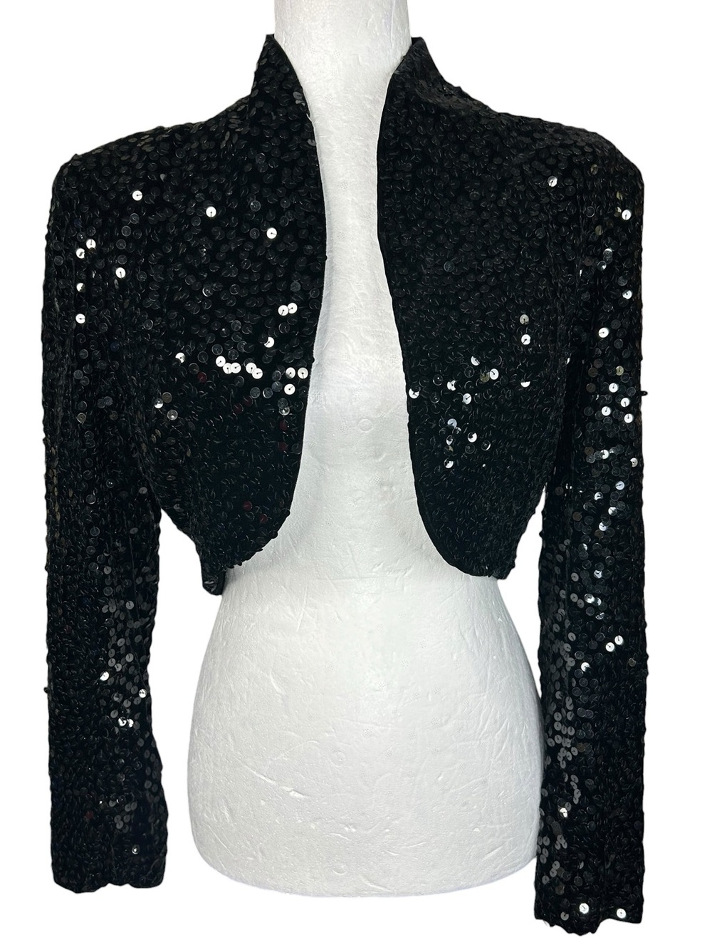 Lilly Rubin Vintage Sequin Bolero Jacket 4 Silk Blend 80's Retro Luxury